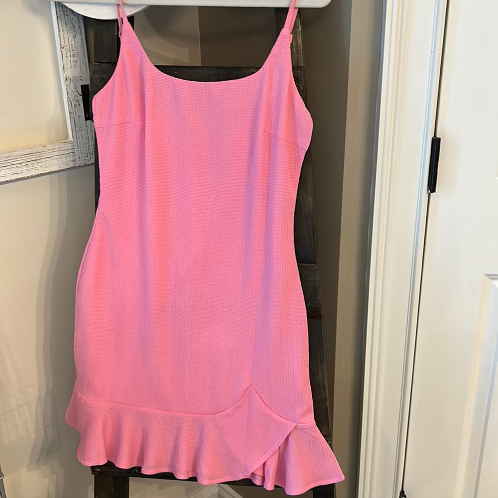 Pink straps mini dress